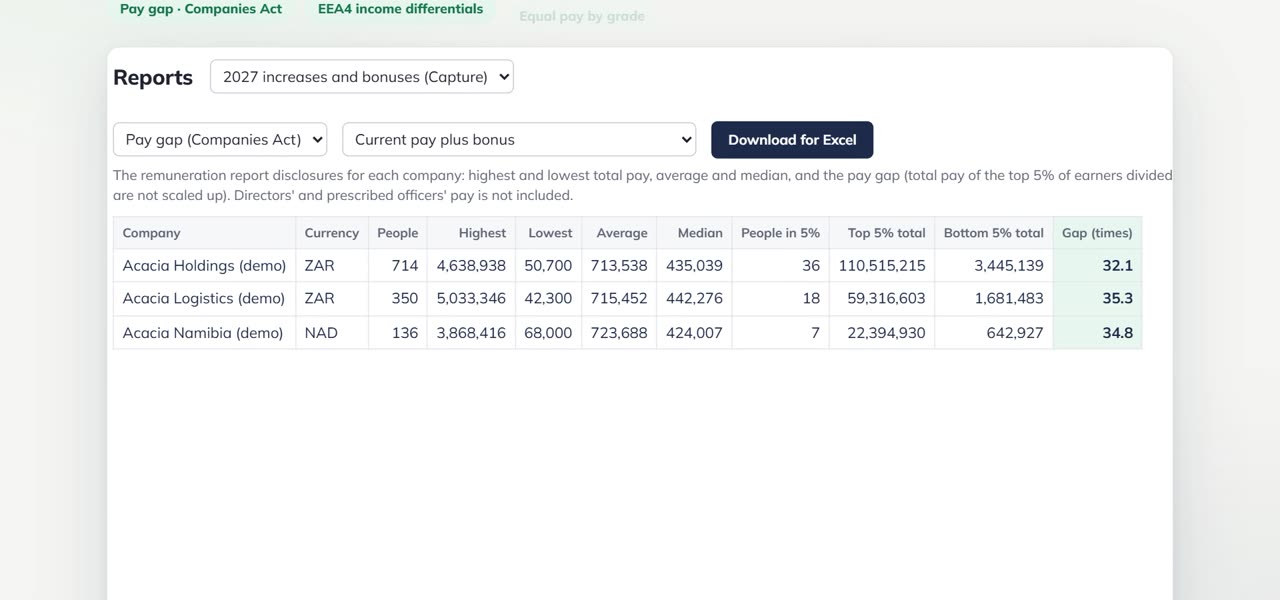 Pay gap report